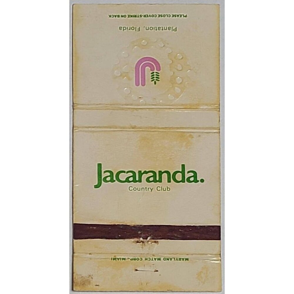 Vintage Matchbook Cover Jacaranda Country Club Plantation Florida